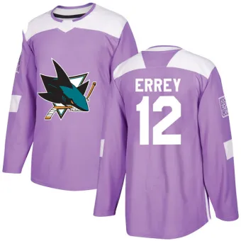 Youth Bob Errey San Jose Sharks Hockey Fights Cancer Jersey - Purple Authentic