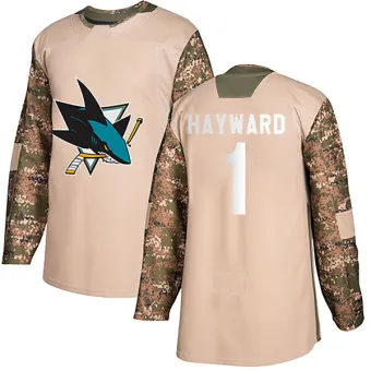 Youth Brian Hayward San Jose Sharks Veterans Day Practice Jersey - Camo Authentic