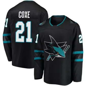 Youth Craig Coxe San Jose Sharks Alternate Jersey - Black Breakaway