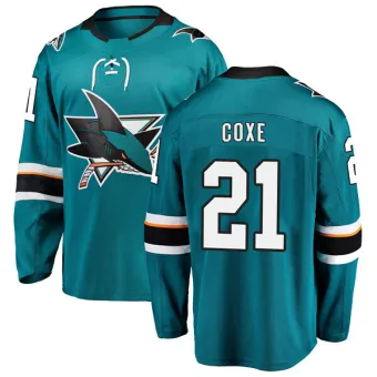 Youth Craig Coxe San Jose Sharks Home Jersey - Teal Breakaway