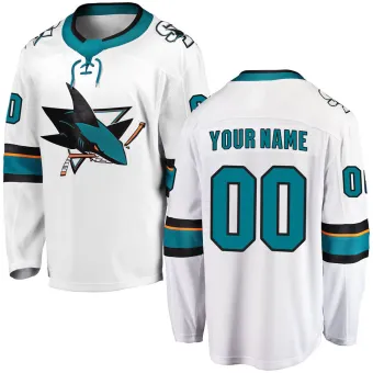 Youth Custom San Jose Sharks Away Jersey - White Breakaway