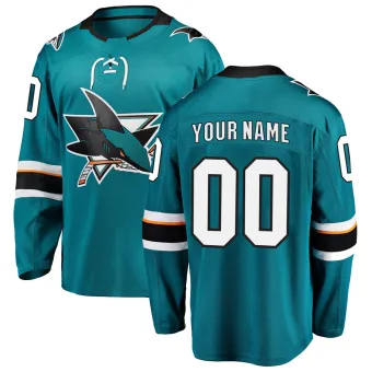 Youth Custom San Jose Sharks Home Jersey - Teal Breakaway