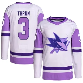 Youth Henry Thrun San Jose Sharks Hockey Fights Cancer Primegreen Jersey - White/Purple Authentic