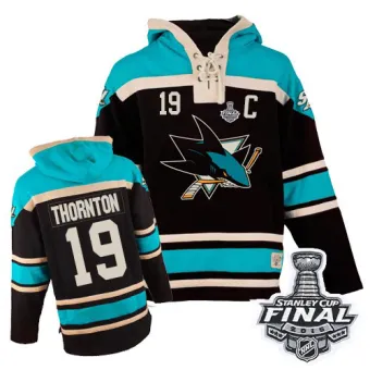 Youth Joe Thornton San Jose Sharks Old Time Hockey Sawyer Hooded Sweatshirt 2016 Stanley Cup Final Bound - Black Authentic