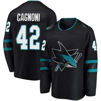 Youth Luca Cagnoni San Jose Sharks Alternate Jersey - Black Breakaway