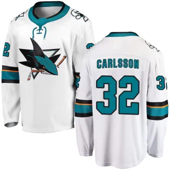 Youth Lucas Carlsson San Jose Sharks Away Jersey - White Breakaway