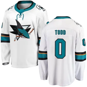 Youth Nathan Todd San Jose Sharks Away Jersey - White Breakaway