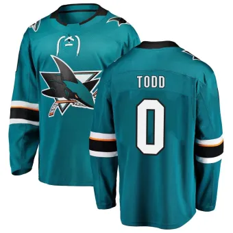 Youth Nathan Todd San Jose Sharks Home Jersey - Teal Breakaway