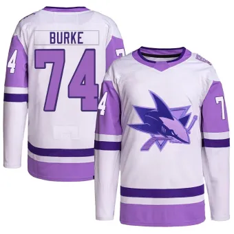 Youth Nolan Burke San Jose Sharks Hockey Fights Cancer Primegreen Jersey - White/Purple Authentic