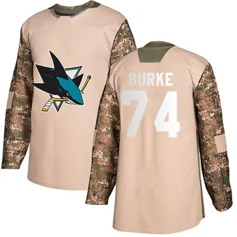 Youth Nolan Burke San Jose Sharks Veterans Day Practice Jersey - Camo Authentic