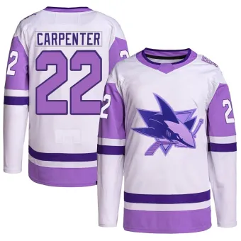 Youth Ryan Carpenter San Jose Sharks Hockey Fights Cancer Primegreen Jersey - White/Purple Authentic